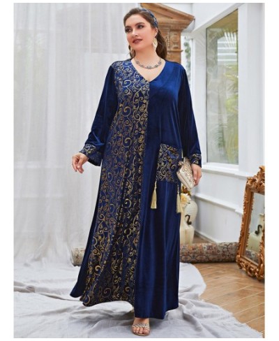 Women Plus Size Long Maxi Dress 2022 Autumn Winter Embroidery Casual Elegant Abaya Turkish African Party Evening Clothing $81...