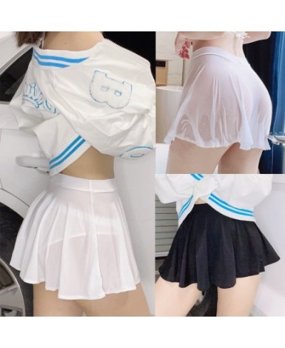 Woman Sexy Mini Skirt Hollow Swimwear Dress See Through Costume Pornstar Cosplay White Open Crotch Clothes Japan Bikini Brief...