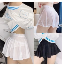 Woman Sexy Mini Skirt Hollow Swimwear Dress See Through Costume Pornstar Cosplay White Open Crotch Clothes Japan Bikini Brief...