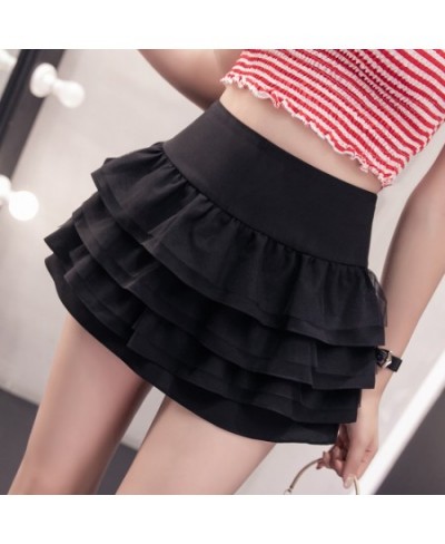 2023 Korean version of the new skirt women's high waist pleated puffy cake skirt anti-glare mini skirt DQ1236 $43.75 - Skirts