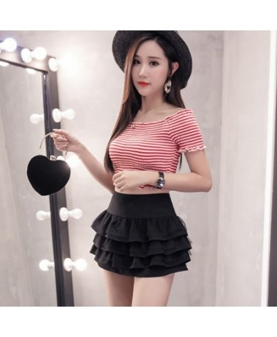 2023 Korean version of the new skirt women's high waist pleated puffy cake skirt anti-glare mini skirt DQ1236 $43.75 - Skirts