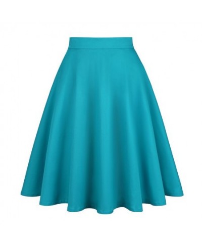 2023 New Elegant Green Skirt High Waist Solid Color Summer Spring Swing 50s Vintage Retro Rockabilly Midi A-line Skirts Falda...