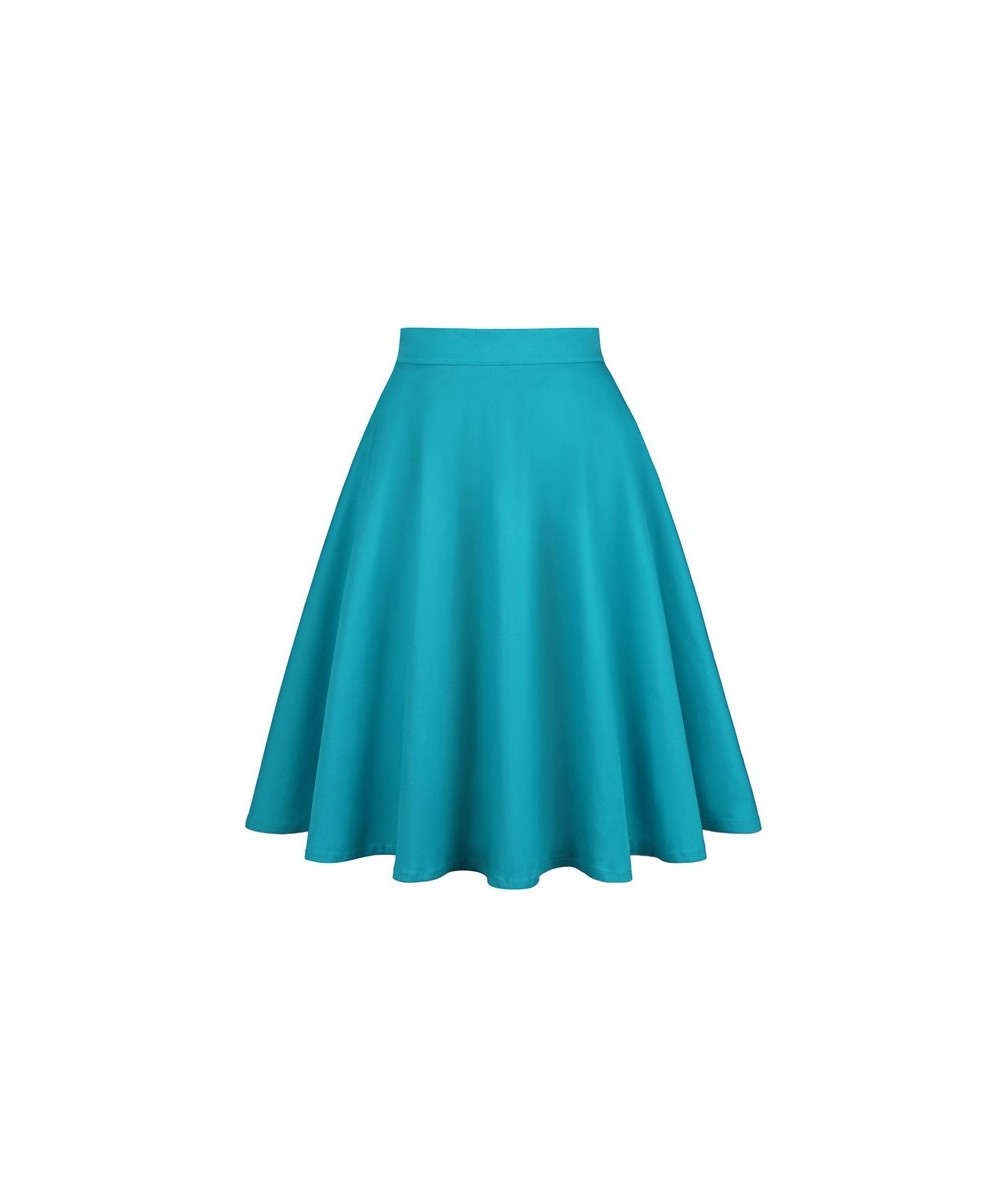 2023 New Elegant Green Skirt High Waist Solid Color Summer Spring Swing 50s Vintage Retro Rockabilly Midi A-line Skirts Falda...