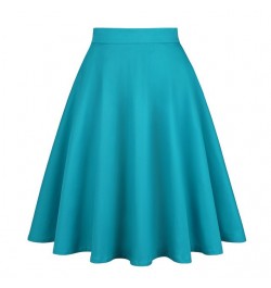 2023 New Elegant Green Skirt High Waist Solid Color Summer Spring Swing 50s Vintage Retro Rockabilly Midi A-line Skirts Falda...