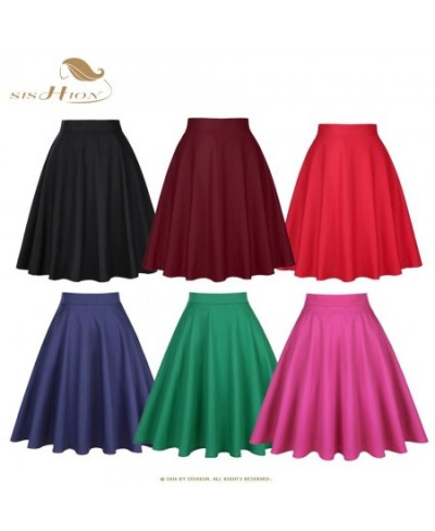 2023 New Elegant Green Skirt High Waist Solid Color Summer Spring Swing 50s Vintage Retro Rockabilly Midi A-line Skirts Falda...