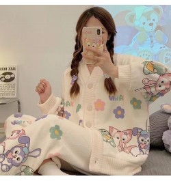 Cartoon Winter Thickened Pajamas Set Female Student Coral Fleece Cute Casual Sleepwear Breathable Plush Warm Home Suit $54.72...