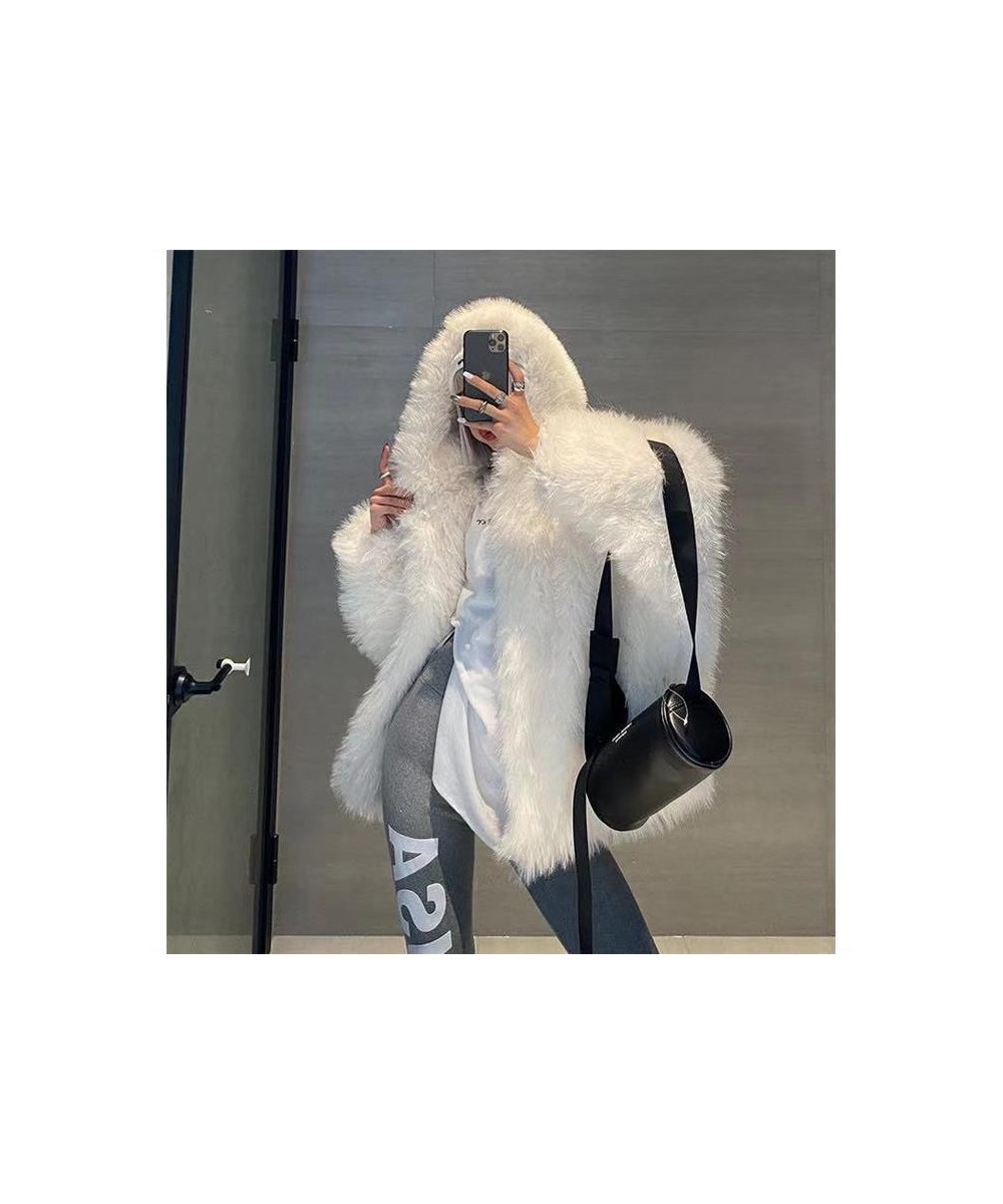 Winter Fur Coat Women Imitation Fox Hair Korean Version of The New Faux Fur Coat Hooded Fox Fur Long Fur Collar Jackets $84.2...