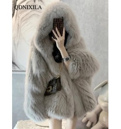 Winter Fur Coat Women Imitation Fox Hair Korean Version of The New Faux Fur Coat Hooded Fox Fur Long Fur Collar Jackets $84.2...