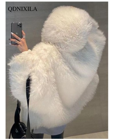 Winter Fur Coat Women Imitation Fox Hair Korean Version of The New Faux Fur Coat Hooded Fox Fur Long Fur Collar Jackets $84.2...