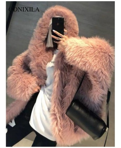 Winter Fur Coat Women Imitation Fox Hair Korean Version of The New Faux Fur Coat Hooded Fox Fur Long Fur Collar Jackets $84.2...