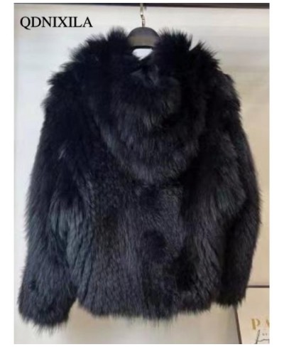 Winter Fur Coat Women Imitation Fox Hair Korean Version of The New Faux Fur Coat Hooded Fox Fur Long Fur Collar Jackets $84.2...