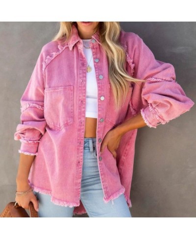 New 2022 Autumn Spring Women Solid Shirt Blusa Retro Denim Loose Korean Female Buttons Tops Vintage Casual Long Sleeve Blouse...