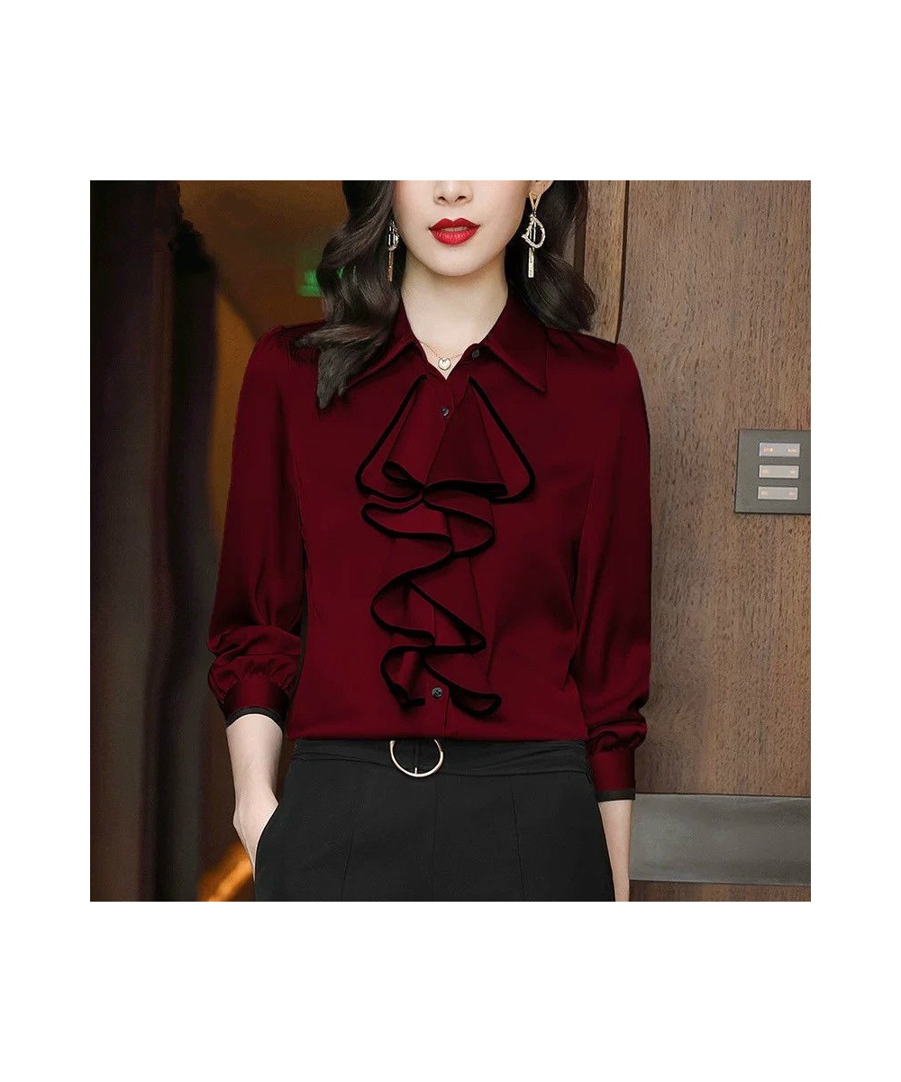 Elegant Shirts Long Sleeve Square Collar Blouse New Office Lady Fashion Shirt Top 4XL $26.72 - Tops & Tees