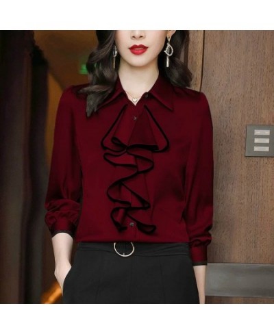 Elegant Shirts Long Sleeve Square Collar Blouse New Office Lady Fashion Shirt Top 4XL $26.72 - Tops & Tees