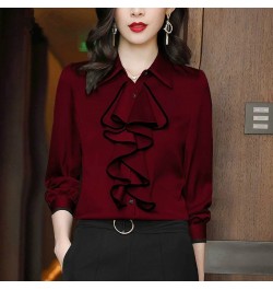 Elegant Shirts Long Sleeve Square Collar Blouse New Office Lady Fashion Shirt Top 4XL $26.72 - Tops & Tees