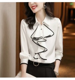 Elegant Shirts Long Sleeve Square Collar Blouse New Office Lady Fashion Shirt Top 4XL $26.72 - Tops & Tees