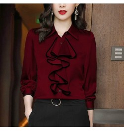 Elegant Shirts Long Sleeve Square Collar Blouse New Office Lady Fashion Shirt Top 4XL $26.72 - Tops & Tees