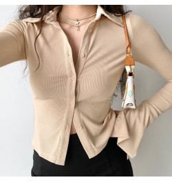 Purple Polo Turn Down Collar Flared Long Sleeve Blouses And Shirts Women Vintage Elegant Y2k Button Spring Autumn Tops Cardig...