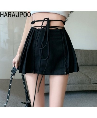 Woman Skirt Fashion 2023 Sexy Spice Cross Strap Korean Style New Design Slim Straight Short A-line Skirt Clothing $37.14 - Sk...