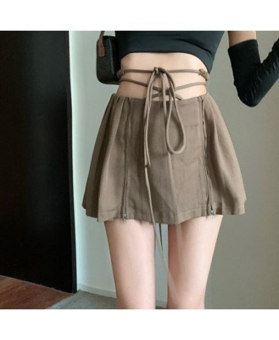 Woman Skirt Fashion 2023 Sexy Spice Cross Strap Korean Style New Design Slim Straight Short A-line Skirt Clothing $37.14 - Sk...