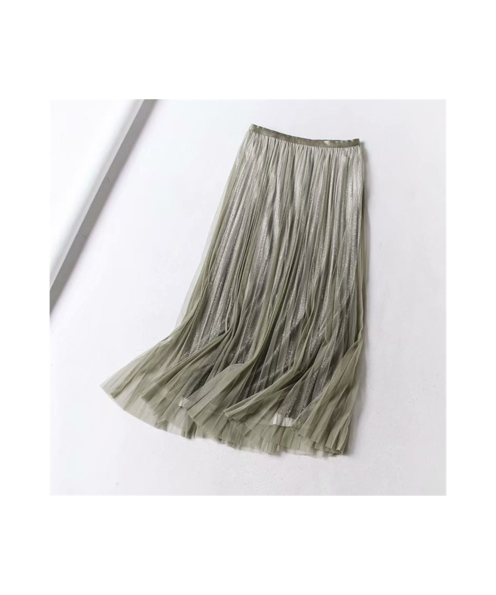 Pleated Mesh Skirts For Women Fashion Long Skirts 2023 Spring Summer High Waist Elegant Lace Skirts 8 Colors $44.73 - Skirts