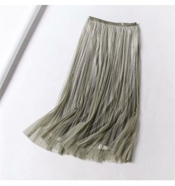 Pleated Mesh Skirts For Women Fashion Long Skirts 2023 Spring Summer High Waist Elegant Lace Skirts 8 Colors $44.73 - Skirts