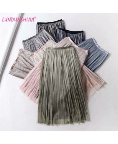 Pleated Mesh Skirts For Women Fashion Long Skirts 2023 Spring Summer High Waist Elegant Lace Skirts 8 Colors $44.73 - Skirts