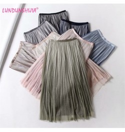 Pleated Mesh Skirts For Women Fashion Long Skirts 2023 Spring Summer High Waist Elegant Lace Skirts 8 Colors $44.73 - Skirts