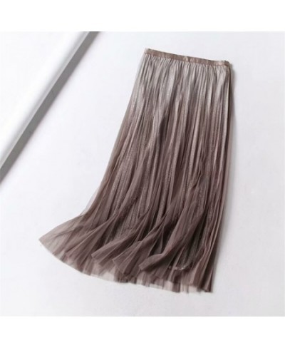 Pleated Mesh Skirts For Women Fashion Long Skirts 2023 Spring Summer High Waist Elegant Lace Skirts 8 Colors $44.73 - Skirts