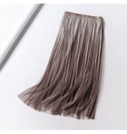 Pleated Mesh Skirts For Women Fashion Long Skirts 2023 Spring Summer High Waist Elegant Lace Skirts 8 Colors $44.73 - Skirts