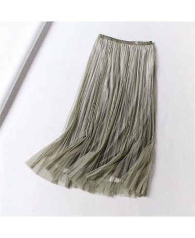 Pleated Mesh Skirts For Women Fashion Long Skirts 2023 Spring Summer High Waist Elegant Lace Skirts 8 Colors $44.73 - Skirts