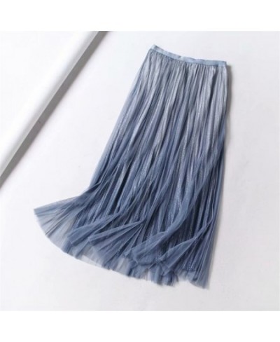 Pleated Mesh Skirts For Women Fashion Long Skirts 2023 Spring Summer High Waist Elegant Lace Skirts 8 Colors $44.73 - Skirts