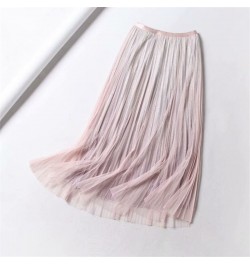 Pleated Mesh Skirts For Women Fashion Long Skirts 2023 Spring Summer High Waist Elegant Lace Skirts 8 Colors $44.73 - Skirts