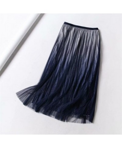 Pleated Mesh Skirts For Women Fashion Long Skirts 2023 Spring Summer High Waist Elegant Lace Skirts 8 Colors $44.73 - Skirts