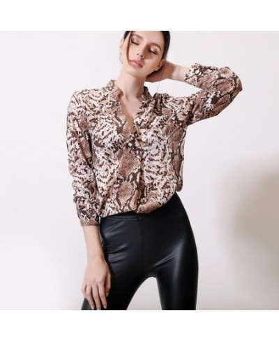 Women Elegant Blouse Long Sleeve Leopard Print Shirts Ladies Streetwear Blouses Plus Size Chiffon Shirt XZ250 $29.21 - Blouse...