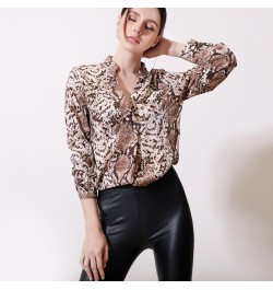 Women Elegant Blouse Long Sleeve Leopard Print Shirts Ladies Streetwear Blouses Plus Size Chiffon Shirt XZ250 $29.21 - Blouse...