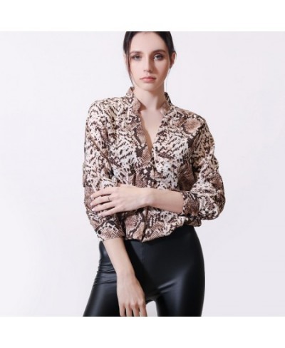 Women Elegant Blouse Long Sleeve Leopard Print Shirts Ladies Streetwear Blouses Plus Size Chiffon Shirt XZ250 $29.21 - Blouse...