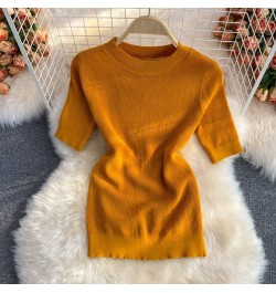 Pinkou Women Elegant Orange Blouse Set Short Sleeve Knitted Shirt Elastic Waist Midi Skirt Summer Two Piece Set Mujer TZ33 $5...