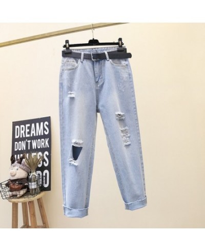 Ripped Jeans For Women 2023 Blue Loose Female Fashion High Waist Mom Jeans Woman Calf-Length Pants Casual Harem Jeans $31.88 ...