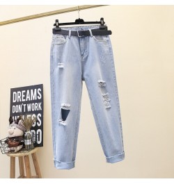 Ripped Jeans For Women 2023 Blue Loose Female Fashion High Waist Mom Jeans Woman Calf-Length Pants Casual Harem Jeans $31.88 ...