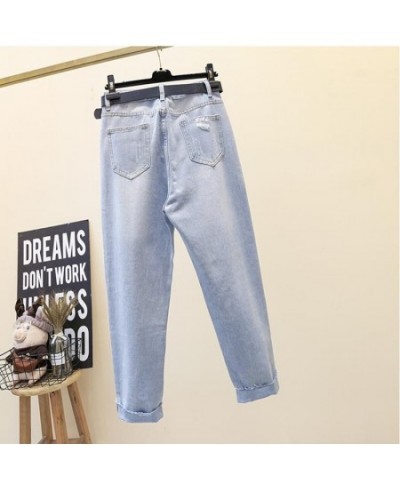 Ripped Jeans For Women 2023 Blue Loose Female Fashion High Waist Mom Jeans Woman Calf-Length Pants Casual Harem Jeans $31.88 ...