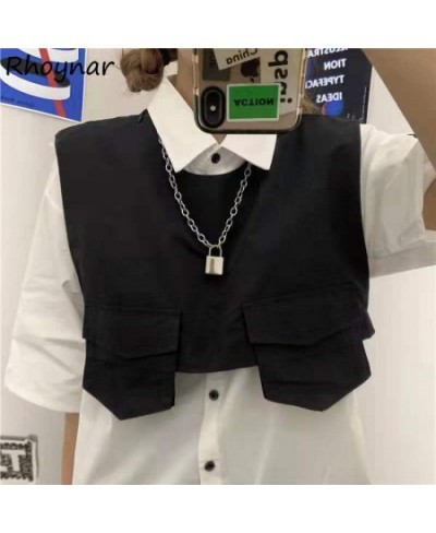 Vests Waistcoats Women Design Leisure Summer Streetwear Trendy Ulzzang All-match Teens Simple Clothing Pockets Outwear Ladies...