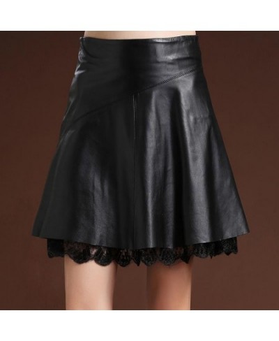 Women's Autumn and Winter Leather Skirt A- Line Skirt High Waist Oversized Pleated Skirt Woman Skirts Faldas Jupe $31.32 - Sk...