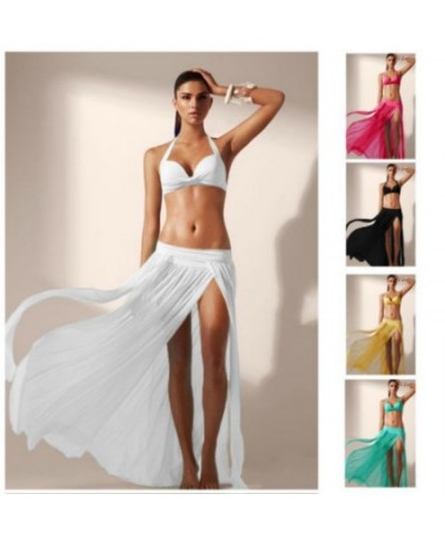 Ladies Sexy Beach Wear Floor Length Maxi Long Wrap Skirt Chiffon Lace Mesh Solid Swimwear Bikini Cover Up $20.65 - Bottoms