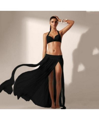 Ladies Sexy Beach Wear Floor Length Maxi Long Wrap Skirt Chiffon Lace Mesh Solid Swimwear Bikini Cover Up $20.65 - Bottoms