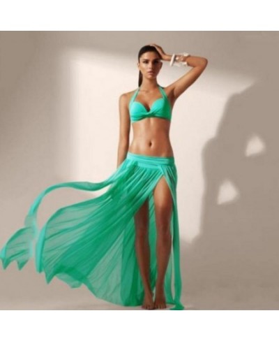 Ladies Sexy Beach Wear Floor Length Maxi Long Wrap Skirt Chiffon Lace Mesh Solid Swimwear Bikini Cover Up $20.65 - Bottoms