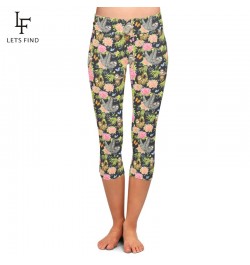 Fashion New Women Casual Capri Leggings Sloths and Flowers Digital Print High Waist Fitness Stretch Mid-Calf 3/4 Pants $20.91...