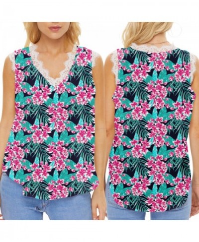 Women's Summer Gradient Sleeveless Lace V Neck Casual Style Tank Top $52.30 - Underwear