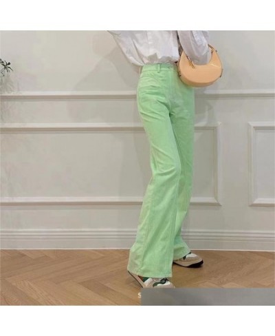 Early Spring 2023 New Design Green High Waist Cut Casual Micro Flare Jeans For Women $86.78 - Jeans