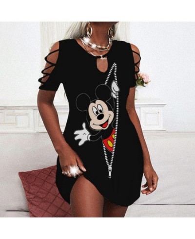 Chic and Elegant Woman Dress Minnie Mouse Party Dresses Cutout Sleeves Women Off Shoulder Summer 2022 Mickey Sexy Women's $28...